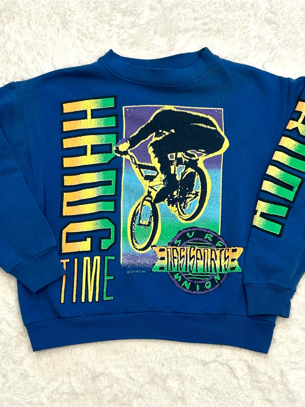 Vintage Hang Time BMX Sweatshirt Blue Youth Medium 80s / 90s Made In USA Surf